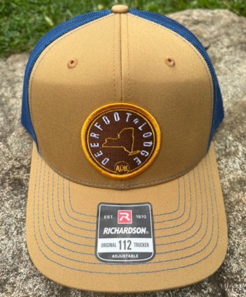 Beige/Blue Hat with Brown patch